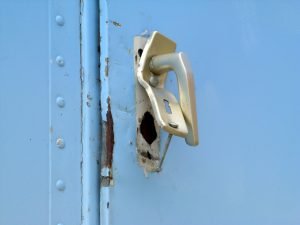 Door lock destroyed because of burglary