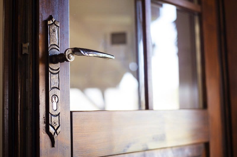 Engraved door lock handle