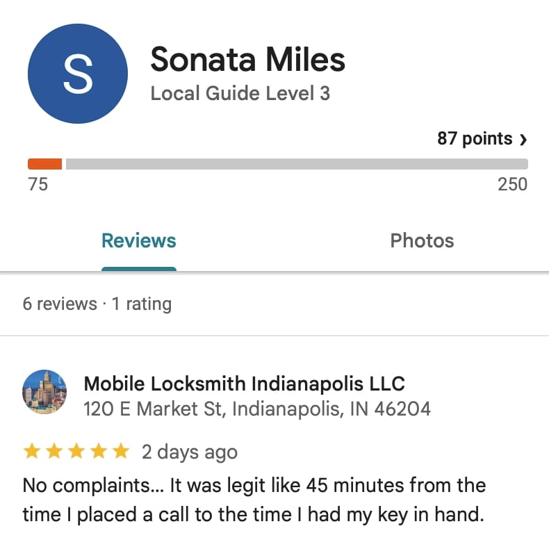 Customer review: 45 minutes key in hand